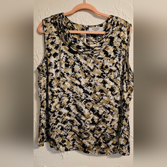 Kasper Tops - KASPER Print Cowl Neck Sleeveless Women's Top XL